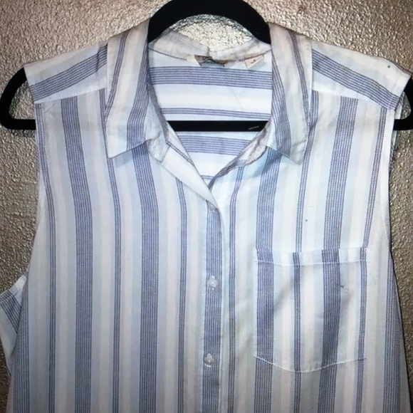 Caffe Marrakesh Sleeveless Tensile Stripe Shirt Dress, Large, White/light Blue - Picture 11 of 11